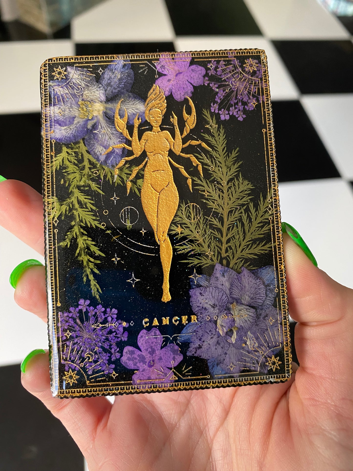 Cancer floral tile- zodiac inspired