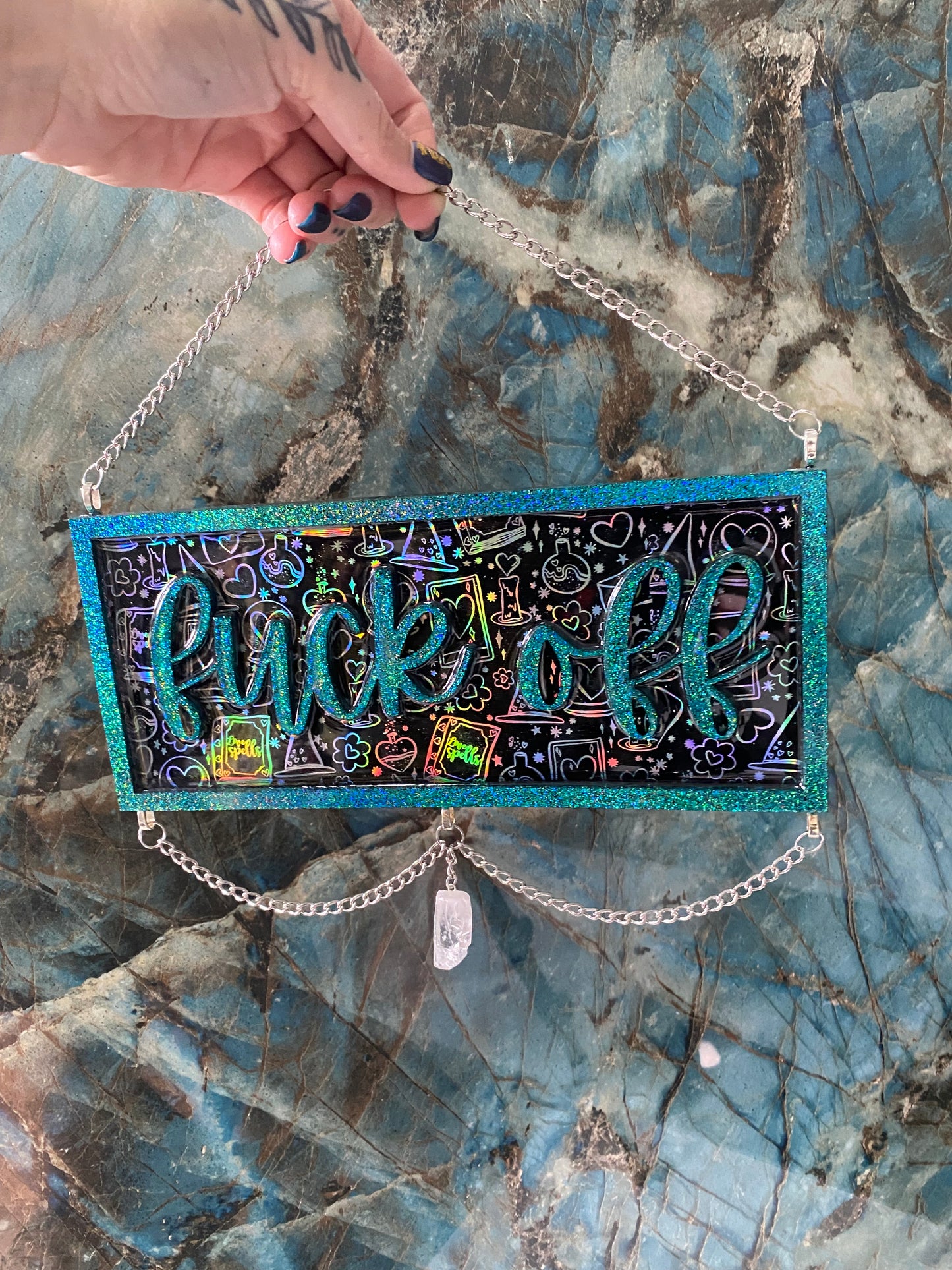 Teal- Witchy life inspired “Fuck off” sign