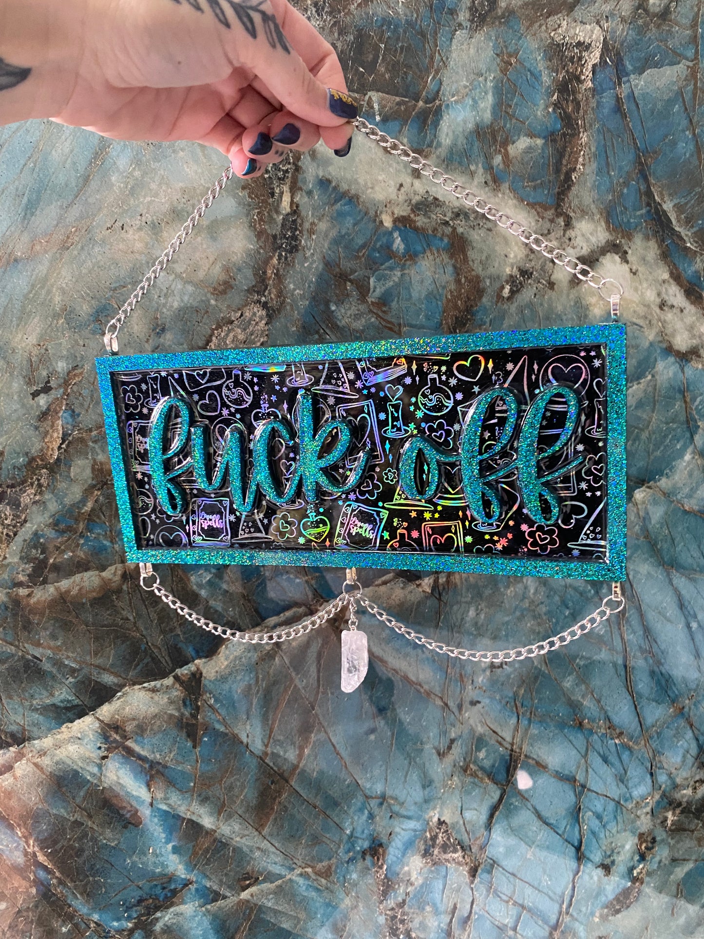 Teal- Witchy life inspired “Fuck off” sign