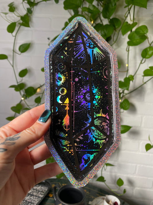 Crystal shaped cosmic design- mystical tray