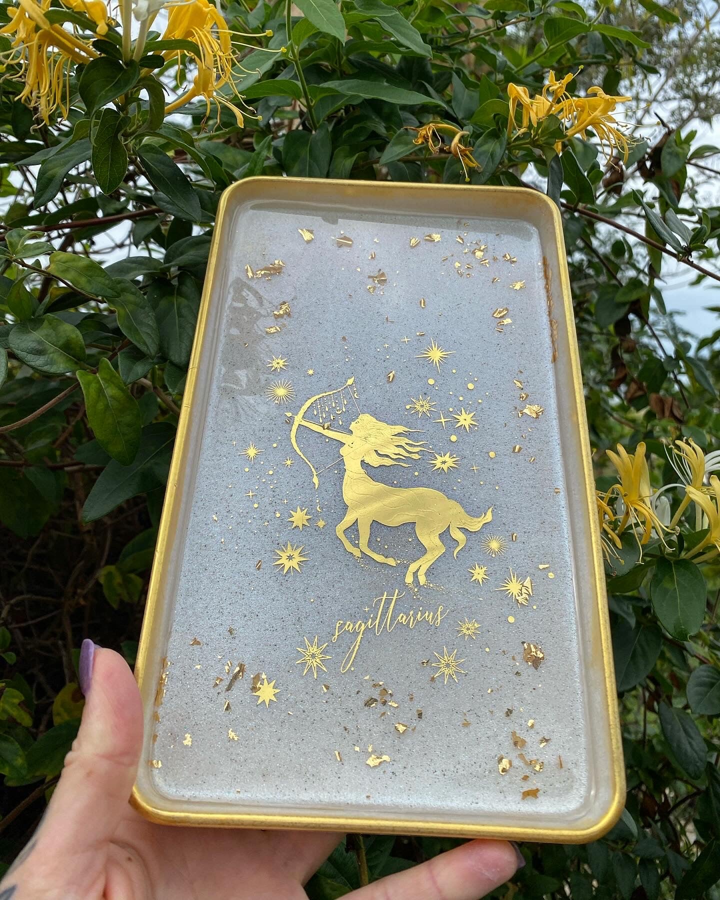 Gold celestial Sagittarius tray