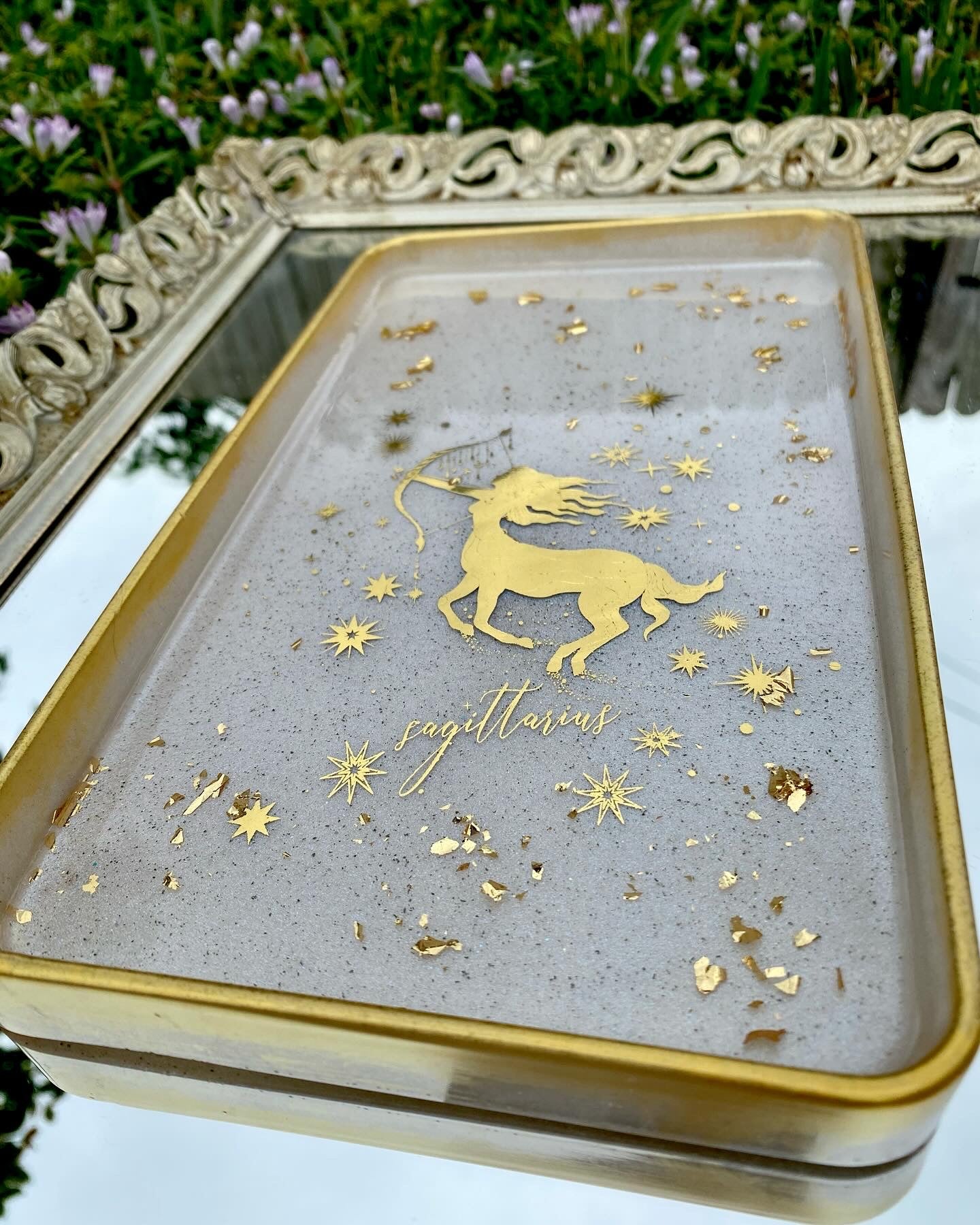 Gold celestial Sagittarius tray