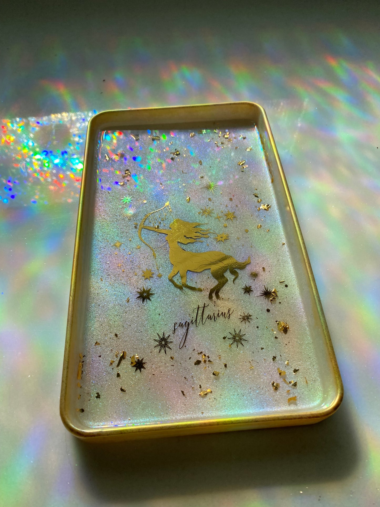 Gold celestial Sagittarius tray