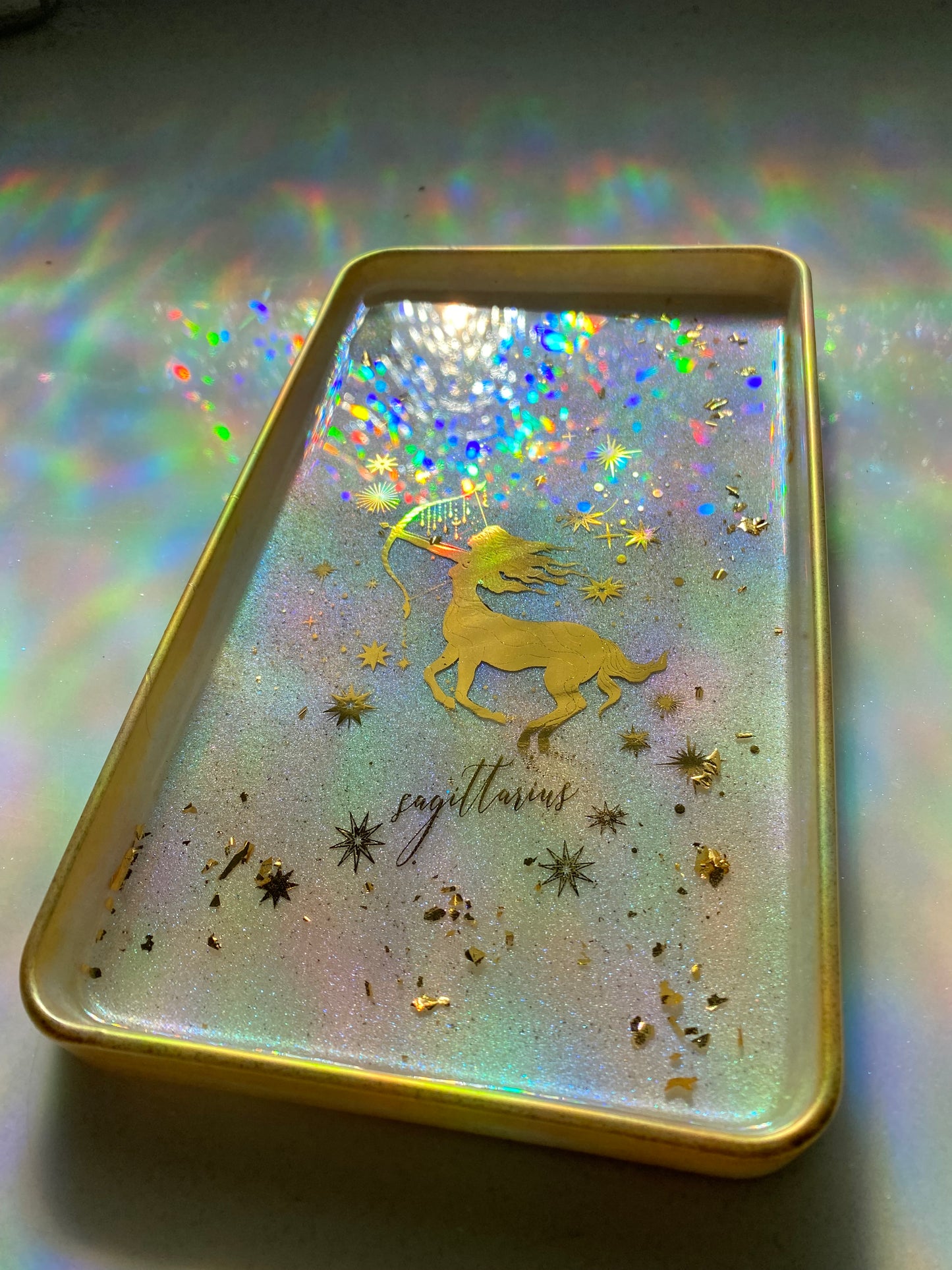 Gold celestial Sagittarius tray