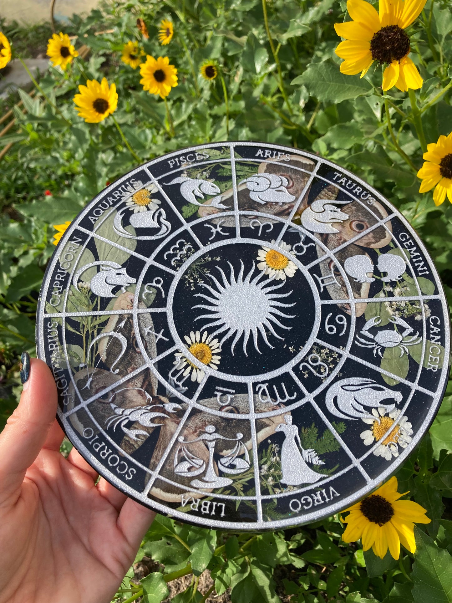 8x8 inch Floral zodiac wheel