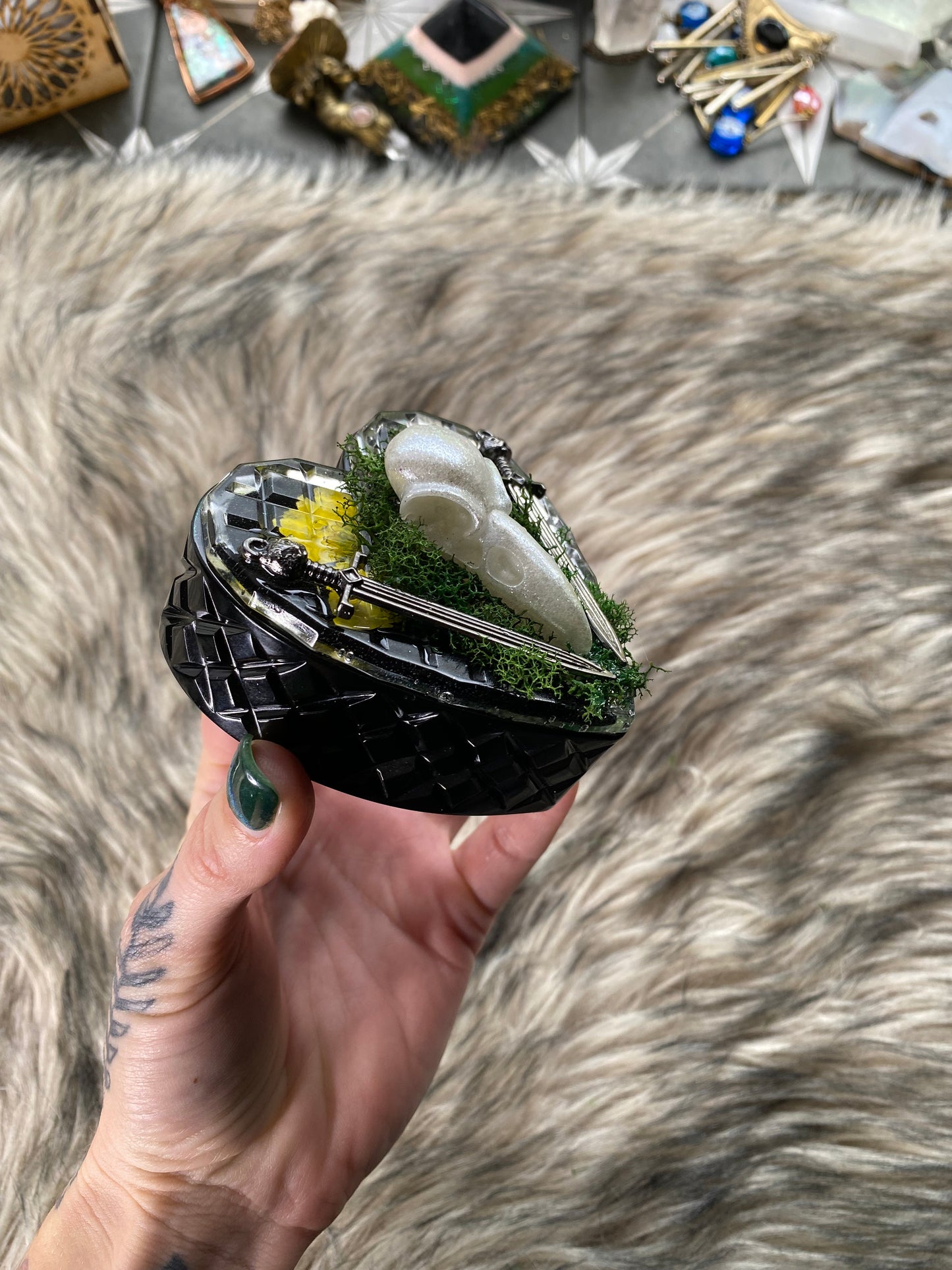 Heart box with moss