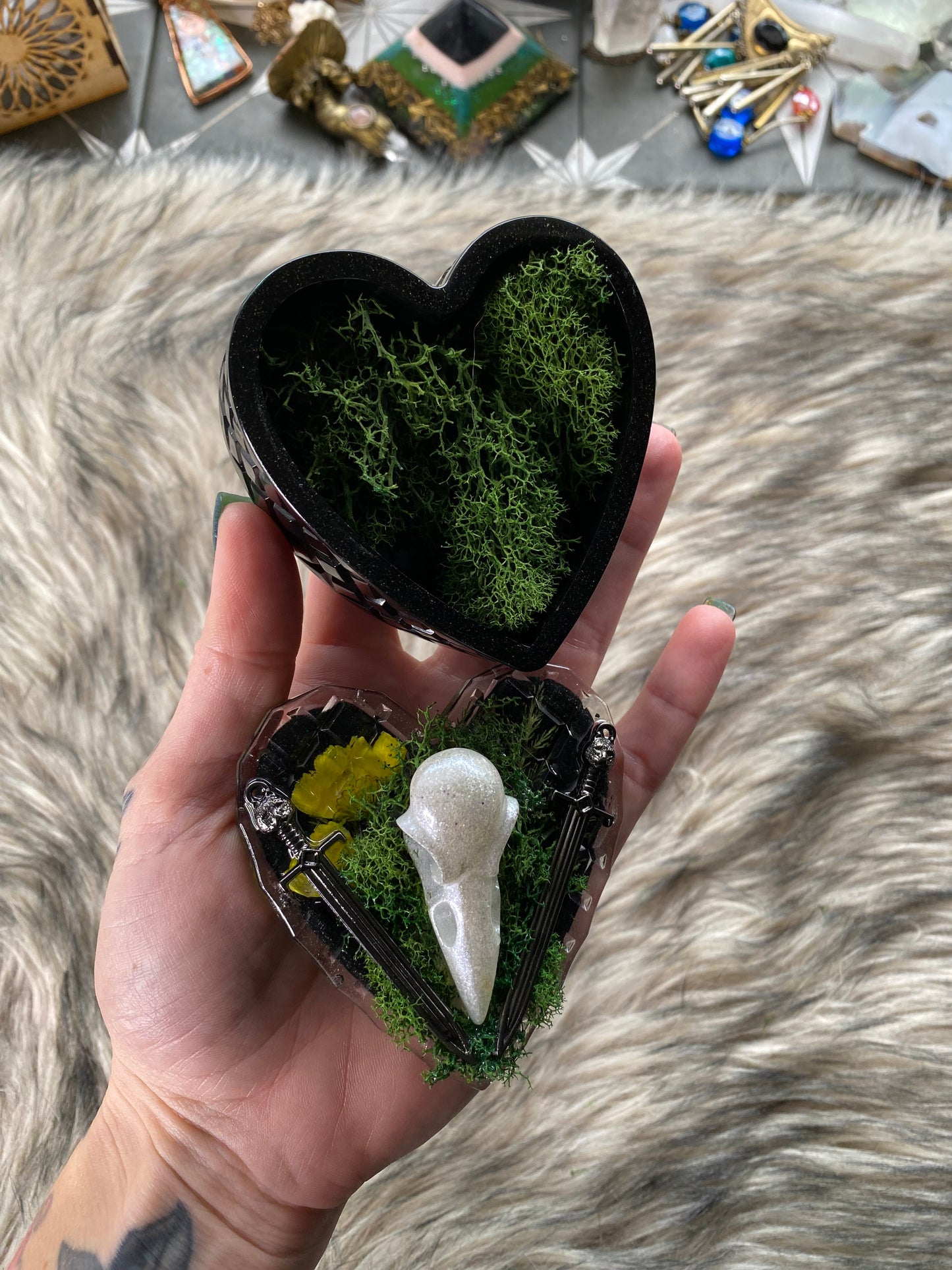 Heart box with moss