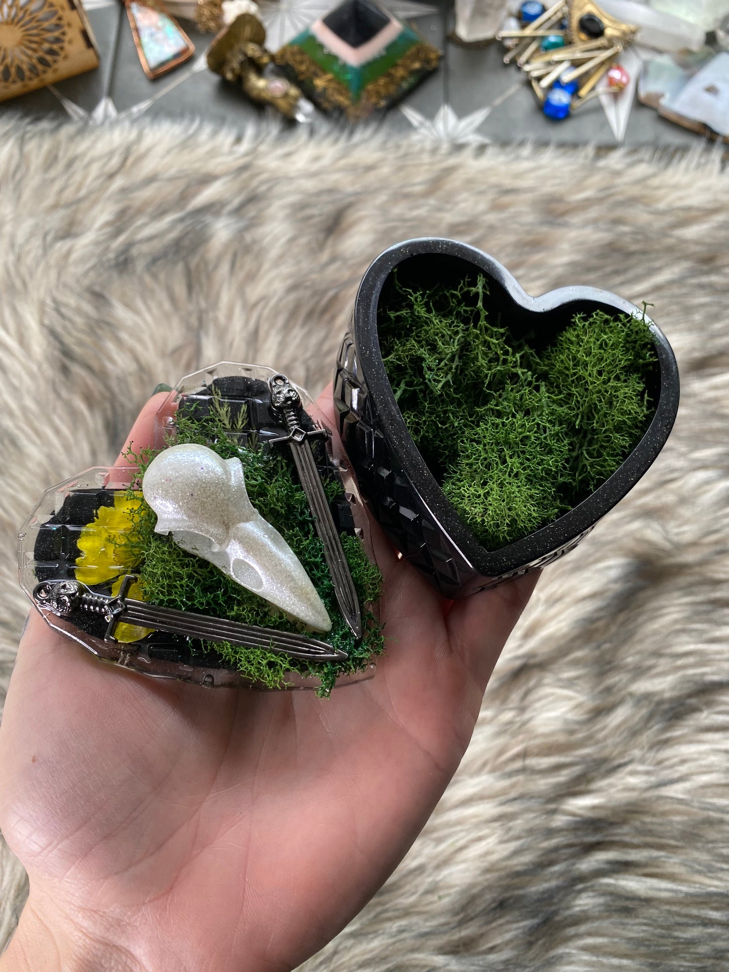 Heart box with moss