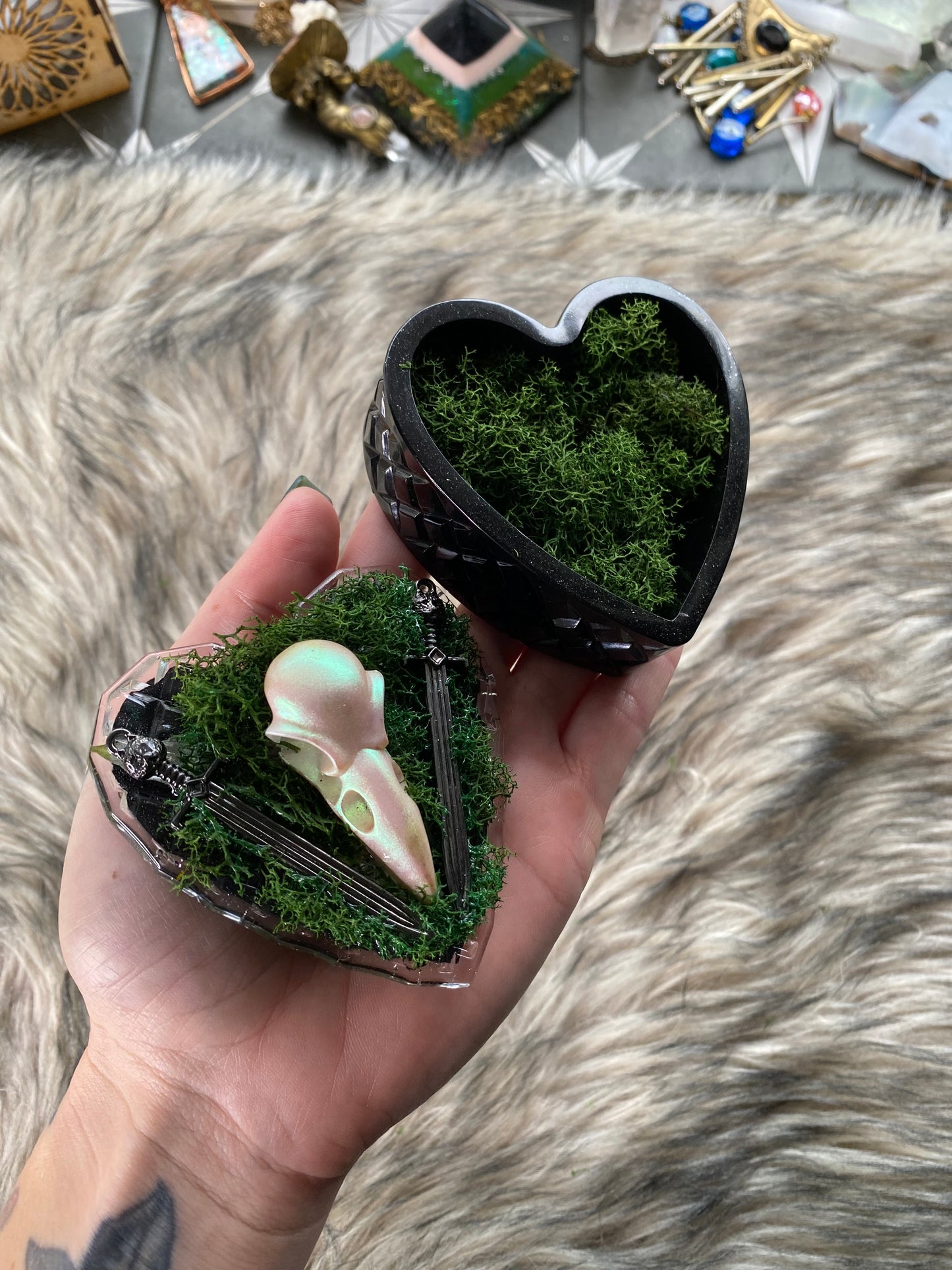 Heart box with moss