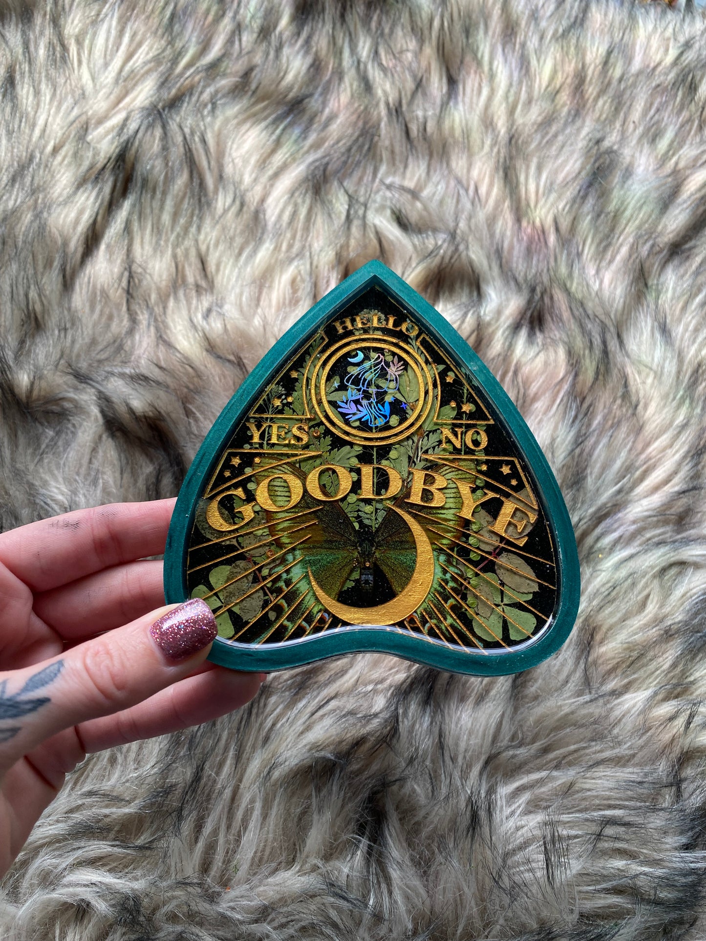 Ouija tray, emerald green