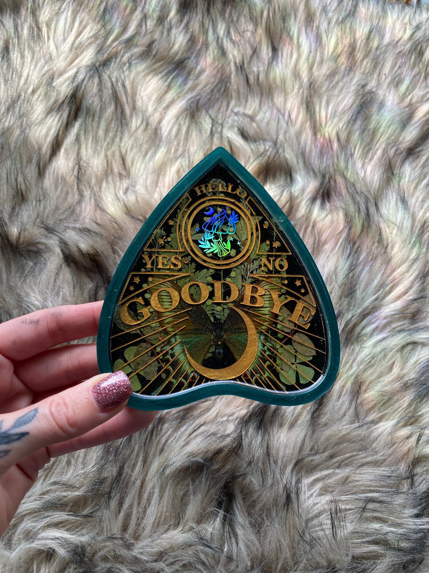 Ouija tray, emerald green