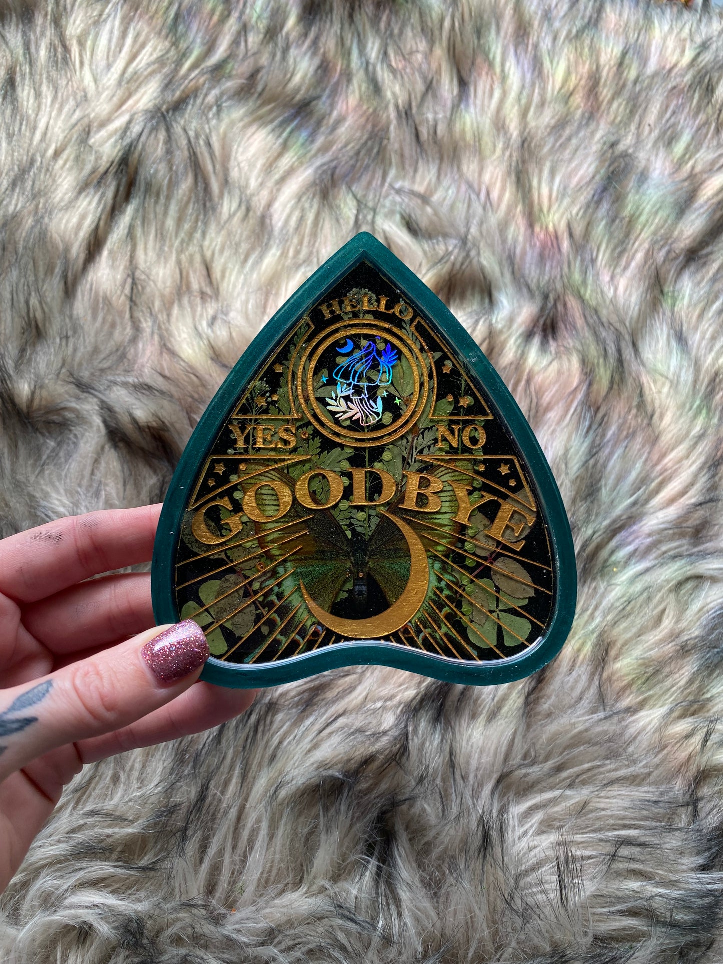 Ouija tray, emerald green