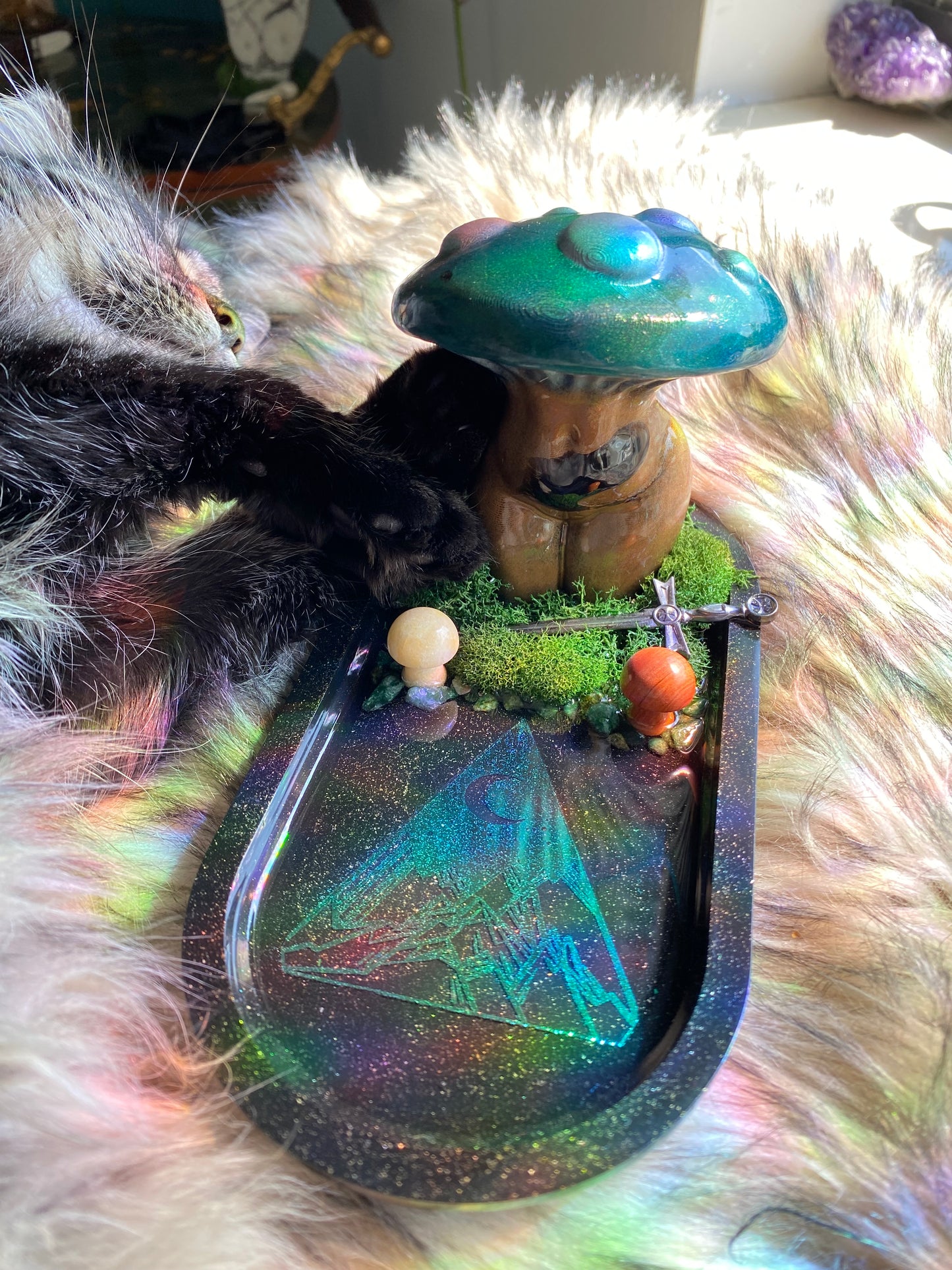 *Discounted* perfectly imperfect- Mushroom tray with green foil