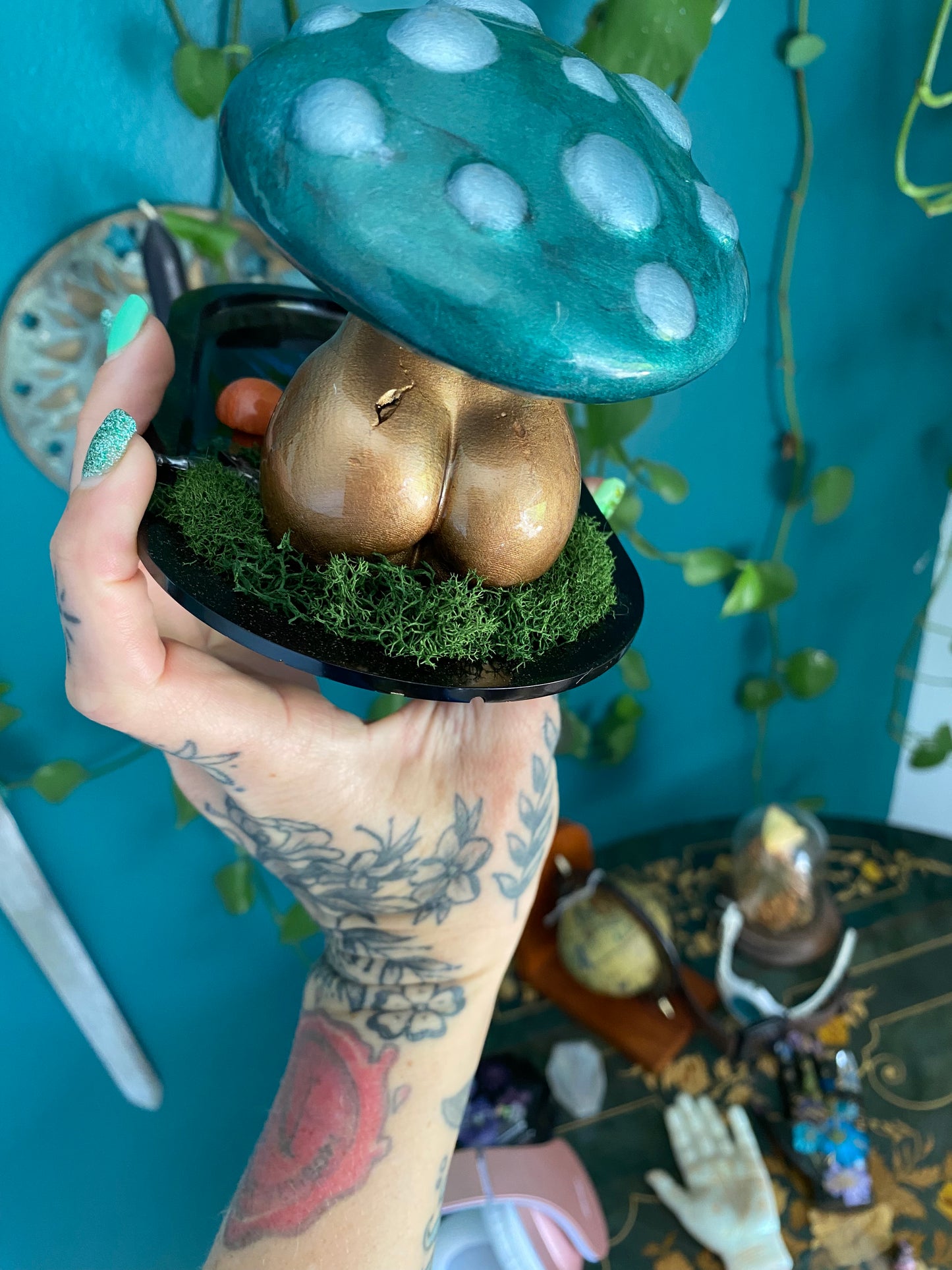 *Discounted* perfectly imperfect- Mushroom tray with green foil