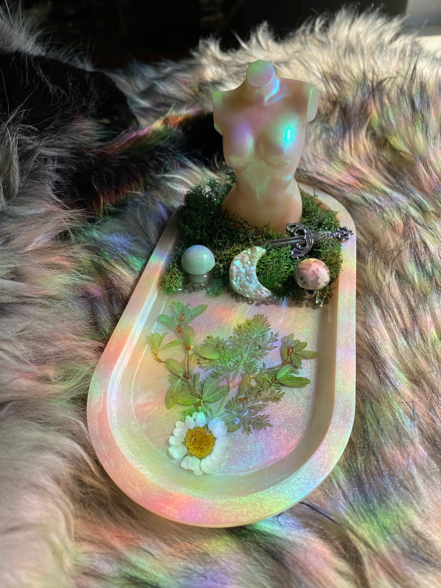 Forest fae- White color shift tray mushroom tray