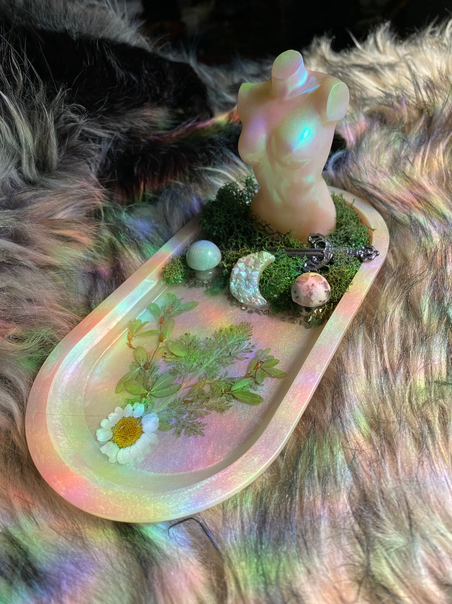 Forest fae- White color shift tray mushroom tray