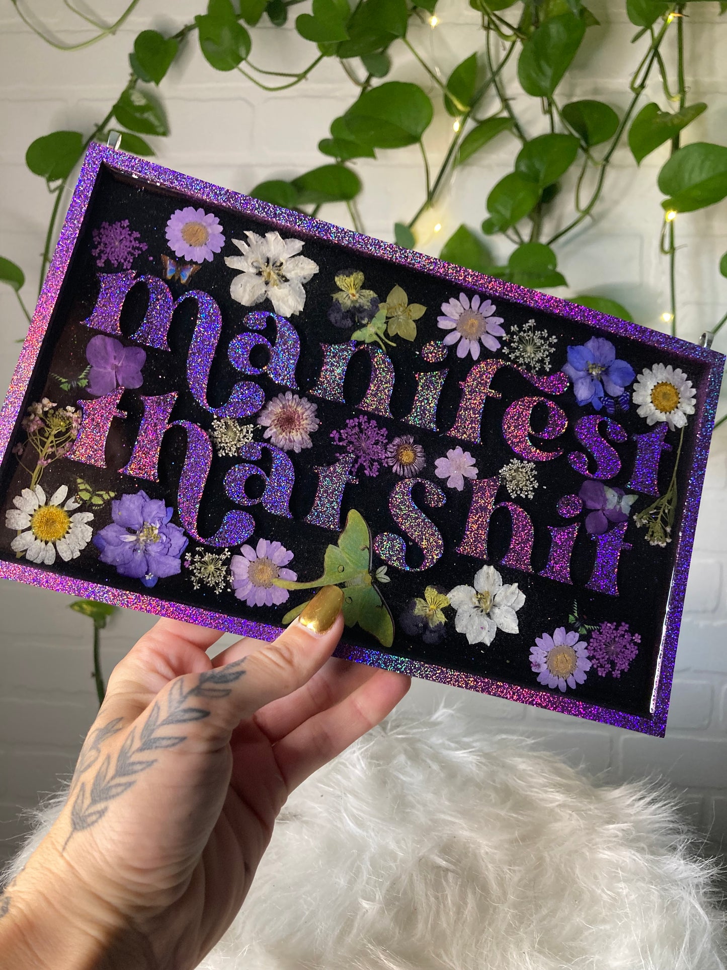 Manifest that shit- purple hanging sign